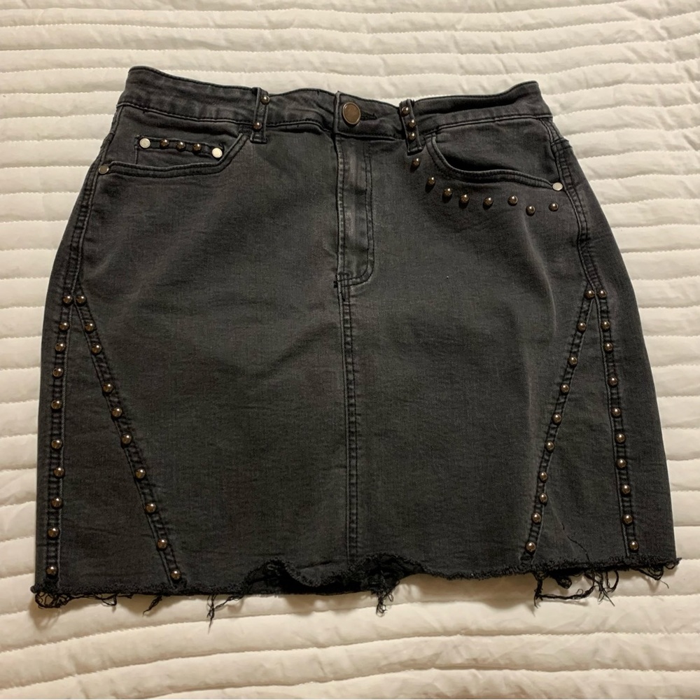Black Jean Mini Skirt